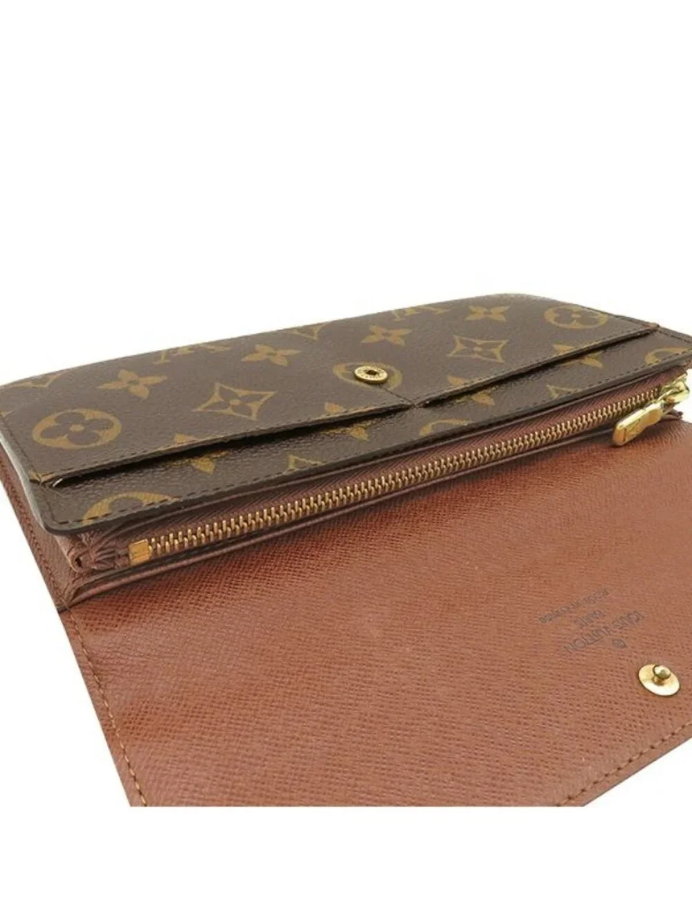 Louis Vuitton Wallet Portefeuille Sarah Monogram Canvas Gold Brown Bifold